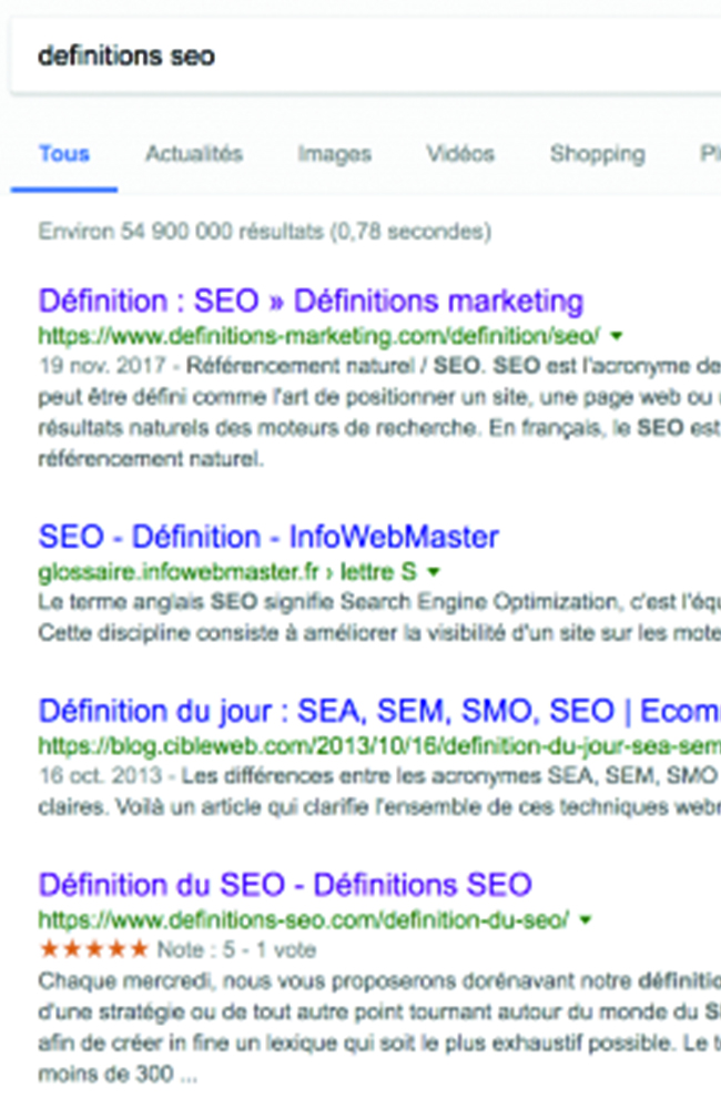 SERP Google SEO